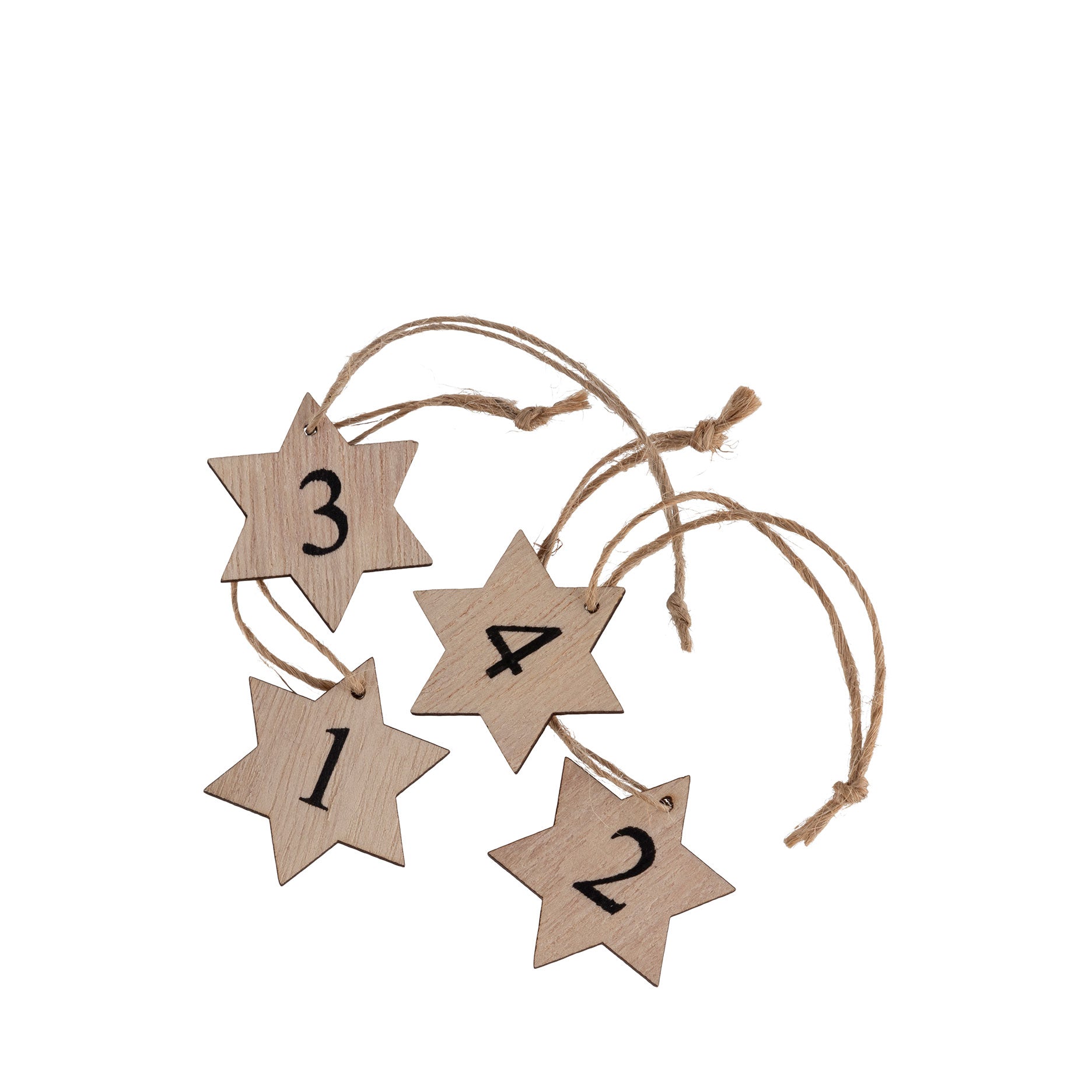 Adventsstjerner i træ med tal